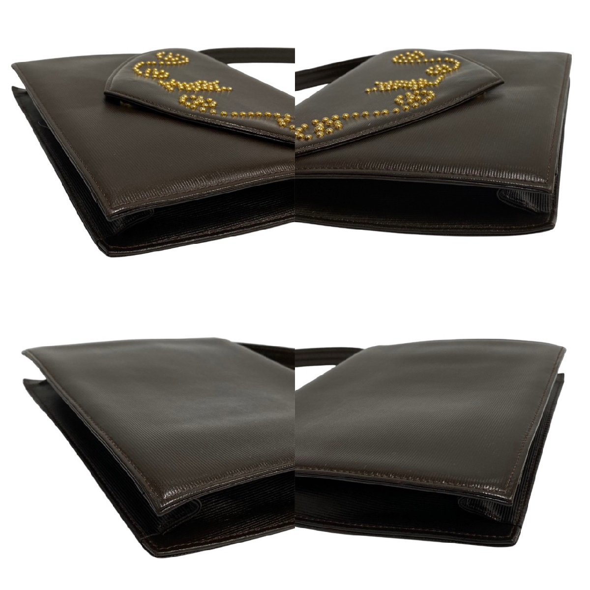 ほぼ未使用品 YVES SAINT LAURENT イヴサンローラン YSL ロゴ スタッズ