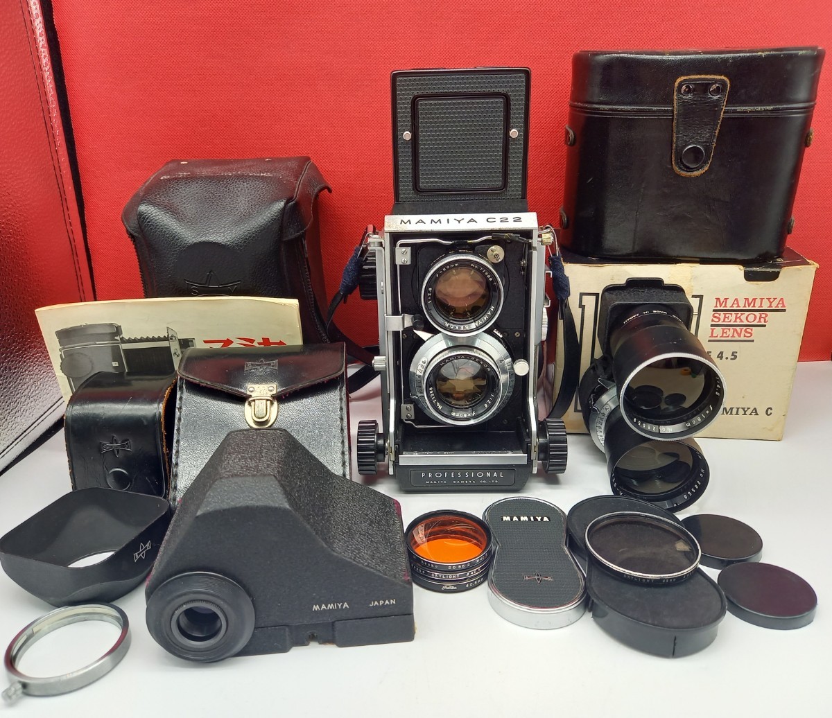■B MAMIYA C22 Professional ボディ 二眼レフカメラ MAMIYA-SEKOR F2.8 80mm F4.5 18cm 動作確認済 付属品 ファインダー ケース マミヤ_画像1
