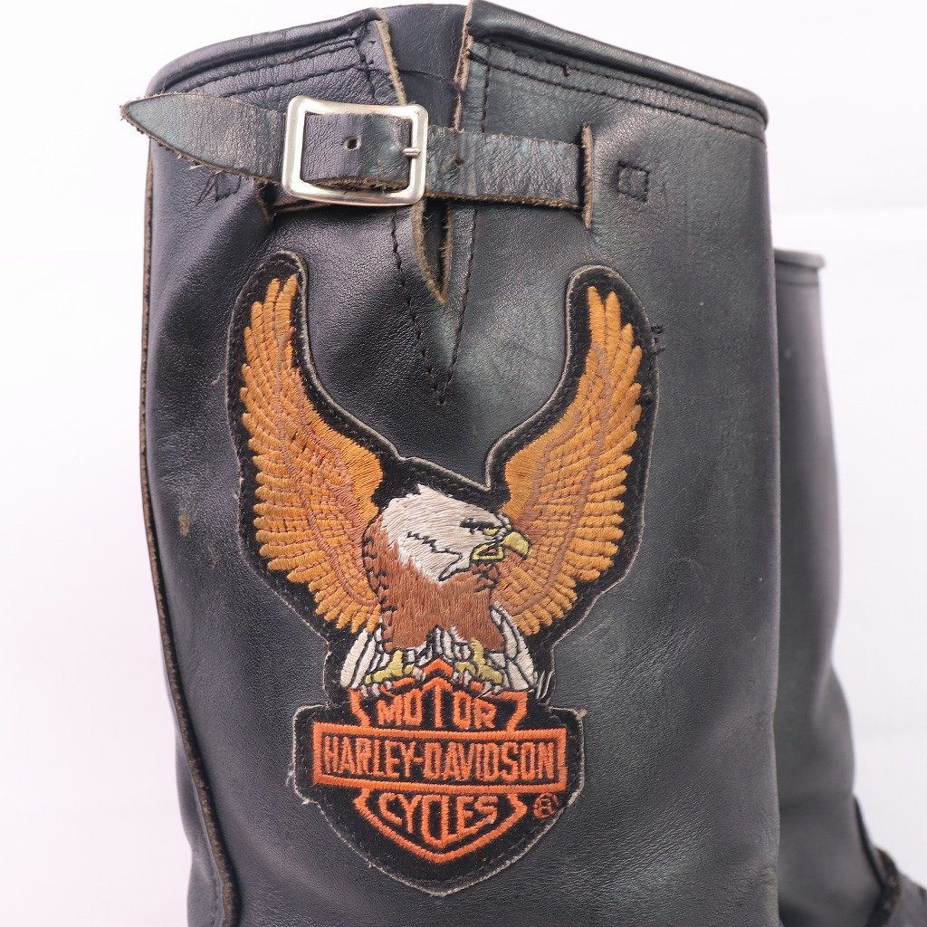 80\'s-90\'s Harley Davidson 8.5/ 26.5cm rank engineer boots leather Harley Davidson black black boots men's old clothes used eb970