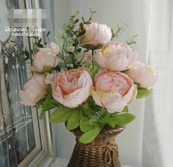  hand made *.. artificial flower 6 head * wall decoration * entranceway lease * ornament * art flower * pink 