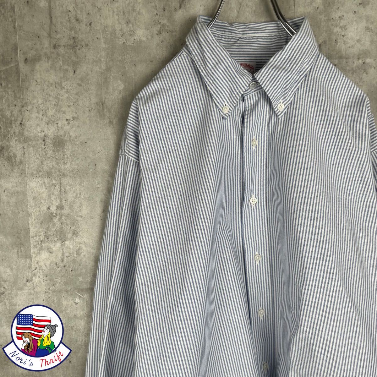 【正規品】 USA製 希少 ブルックスブラザーズ 1040 長袖 ストライプシャツ 水色 長袖シャツ