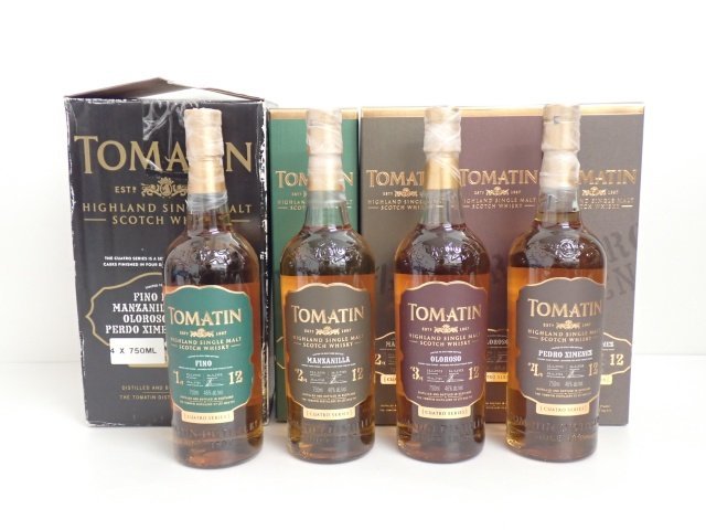 未開栓】スコッチウイスキー TOMATIN トマーティン クワトロ 12年 4本セット FINO/MANZANILLA/OLOROSO/PEDORO  ZIMENEZ 750ml ◇ 6A8C1-48