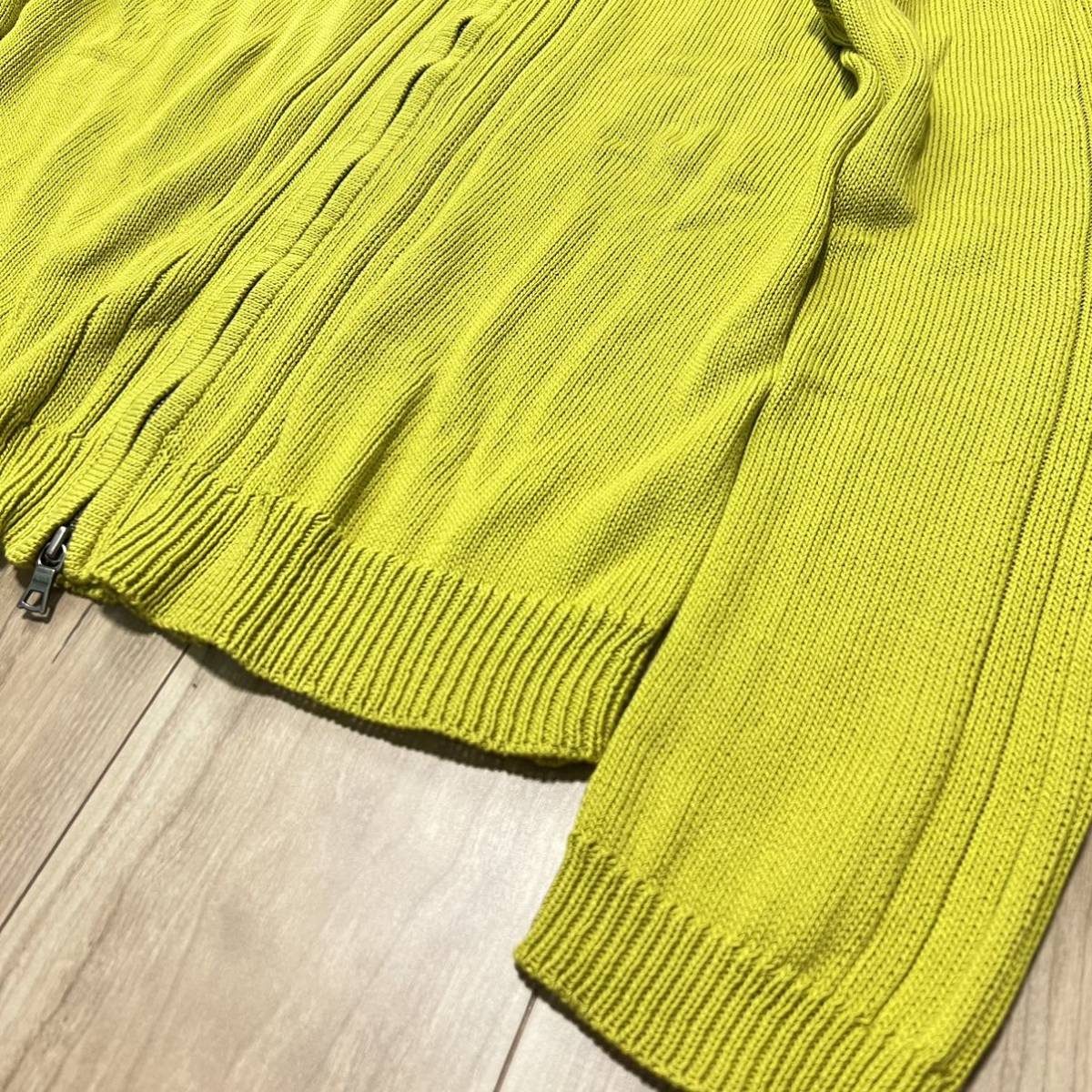 【美品】DKNY ディーケーエヌワイ 長袖コットンニット 黄緑 ライトグリーン ダナキャランニューヨーク メンズ サイズXL セーター R-4339_画像3