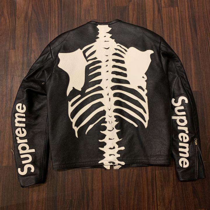 美品シュプリーム Supreme Vanson Leather Bones Jacket バンソン コラボ レザージャケット 骨ライダース 黒 ブラック M 三代目 EXILE_画像2