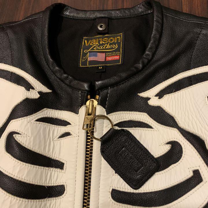 美品シュプリーム Supreme Vanson Leather Bones Jacket バンソン コラボ レザージャケット 骨ライダース 黒 ブラック M 三代目 EXILE_画像8