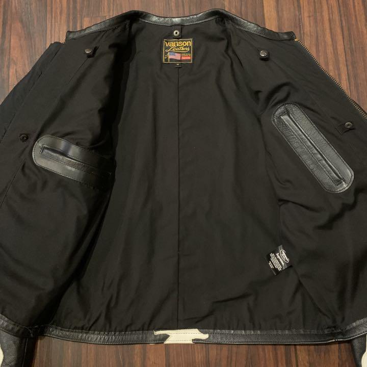 美品シュプリーム Supreme Vanson Leather Bones Jacket バンソン コラボ レザージャケット 骨ライダース 黒 ブラック M 三代目 EXILE_画像4