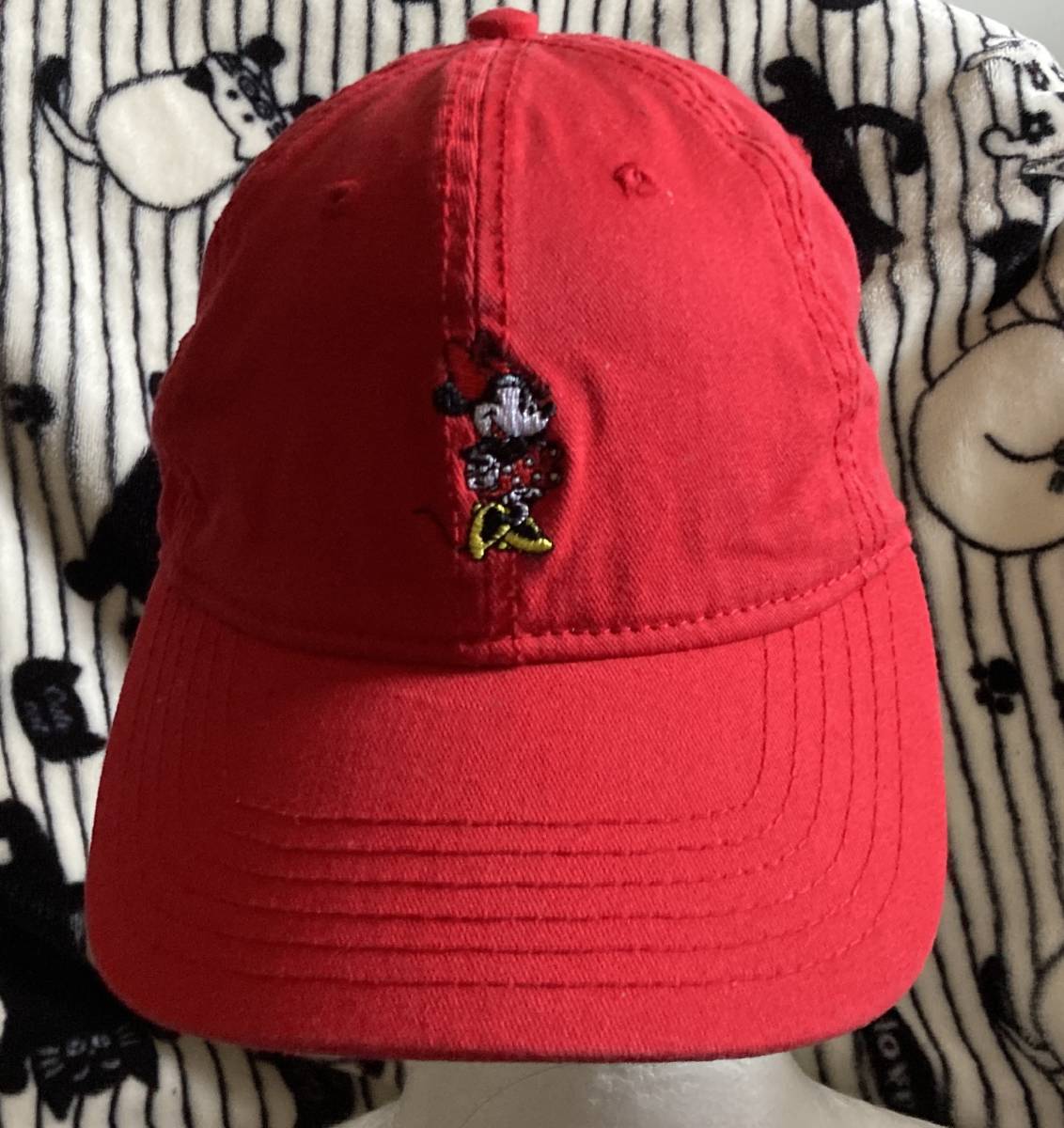 ジュニアお子様キッズ用フリーサイズ【ミニーマウス ／MINNIE MOUSE】ディズニー Disney かわいい赤色キャップ帽子CAP_画像1