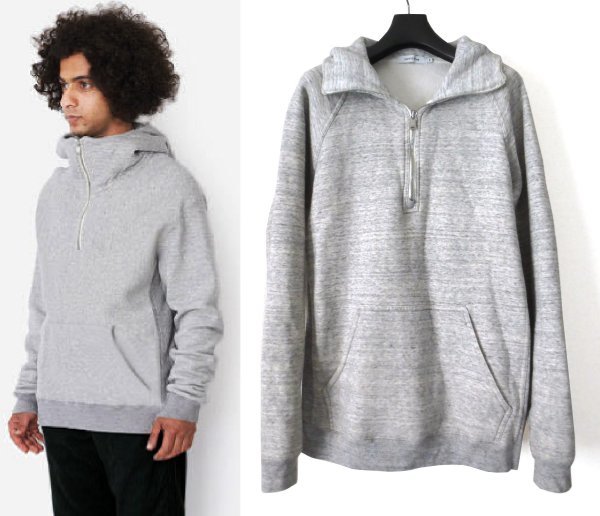 定価2.9万 nonnative COACH HALF ZIP HOODY COTTON SWEAT OVERDYED 1 プルオーバー ジップ パーカー 霜降りグレー 裏起毛_画像1