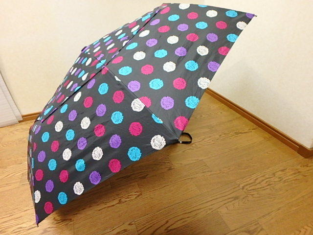 s305k　s305k　折りたたみ傘　shed　Rain　水玉　ワンタッチ傘　雨傘　レディース　女性用　雨具　中古_画像2