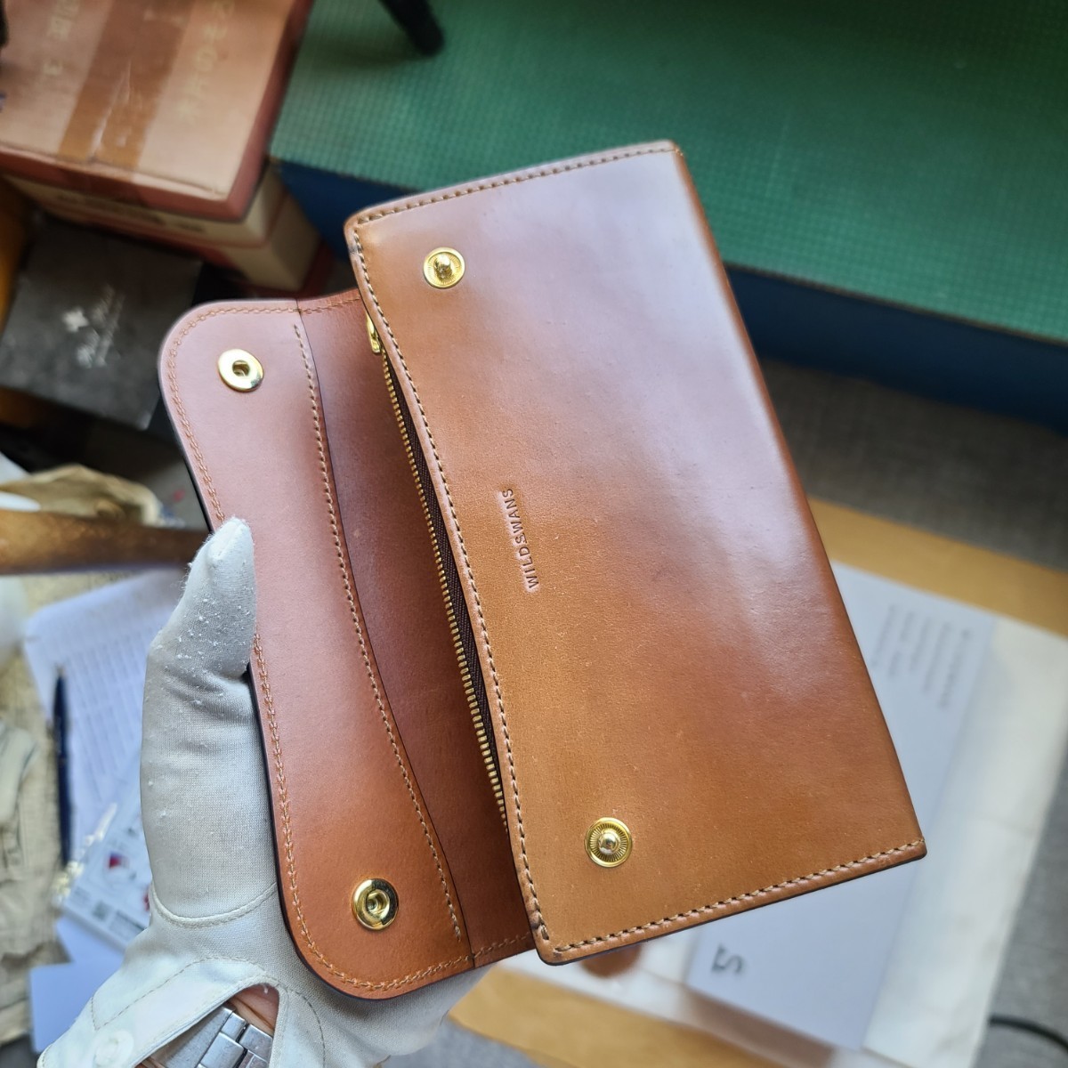 美品,交渉可!シェルコードバン,WAVE,ウェイブ,バーボン,ブッテーロ