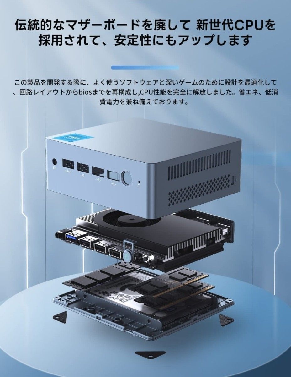 ミニPC 最新第12世代 Intel N100 Mini PC 内蔵8GB LPDDR5 RAM512GB