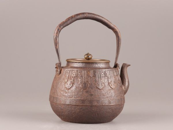 煎茶道具 龍文堂造 銅製蓋 大國造 胴在印 時代鉄瓶 時代物 極上品 初 