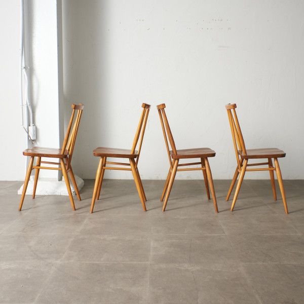 IZ67687F☆4脚セット ercol スティックバックチェア ヴィンテージ 英国
