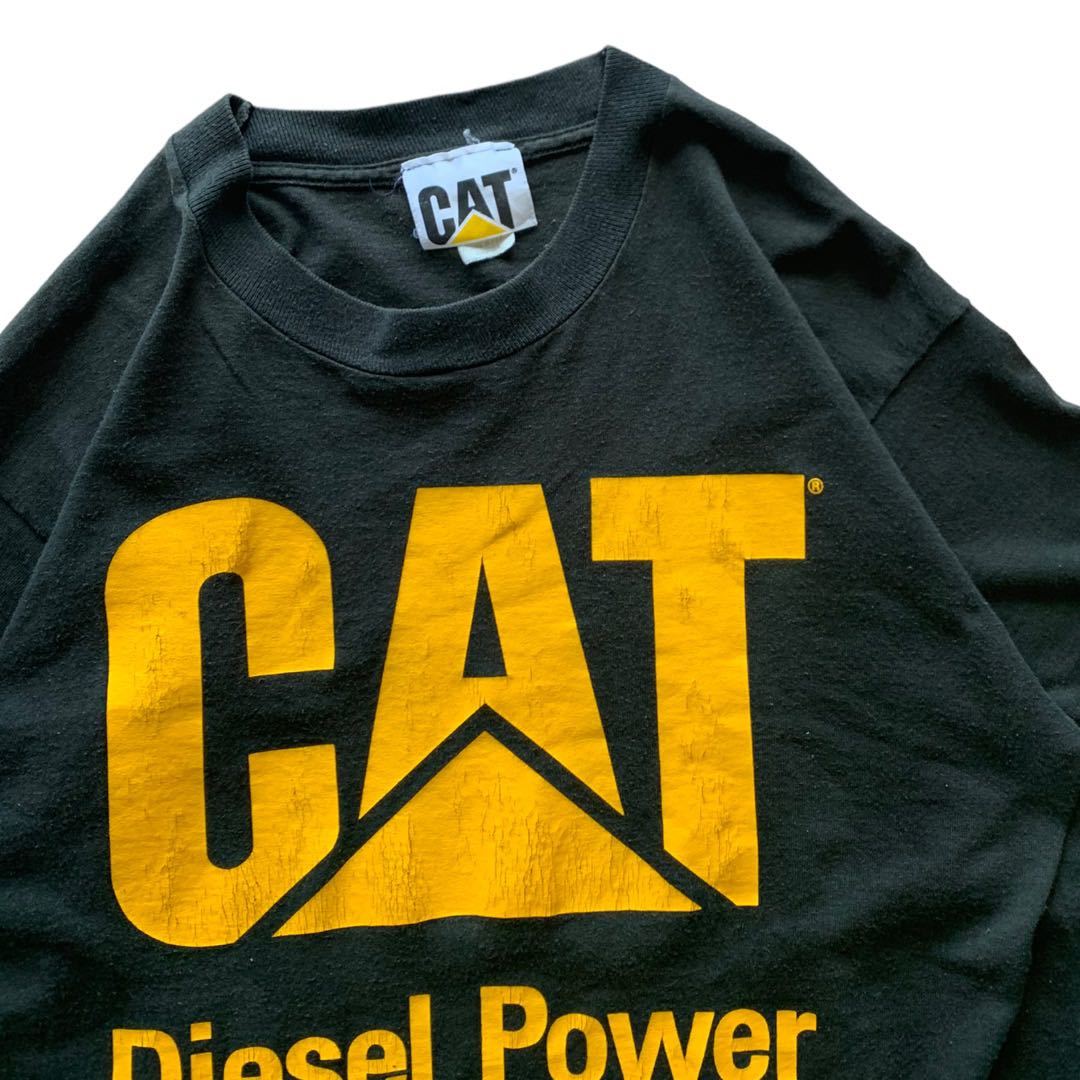 221003CHA4● 1980S CAT USA製 1980'S アメリカ製 ビンテージ vintage Tシャツ Tee 半袖Tシャツ (M) OLD プリントTシャツ 企業tシャツ_画像4