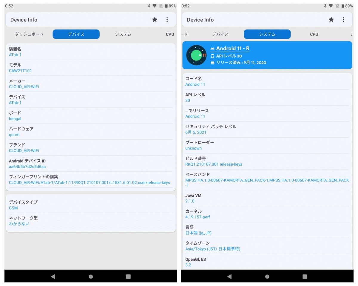10.1インチSDM662/RAM4G Android11タブレットAtab-1