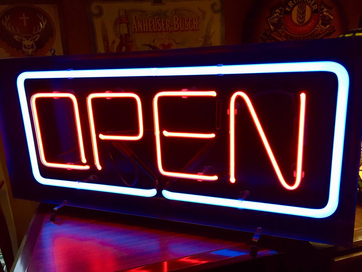 大型 OPEN ガラス ネオン管 ビンテージ アメリカン ネオンサイン