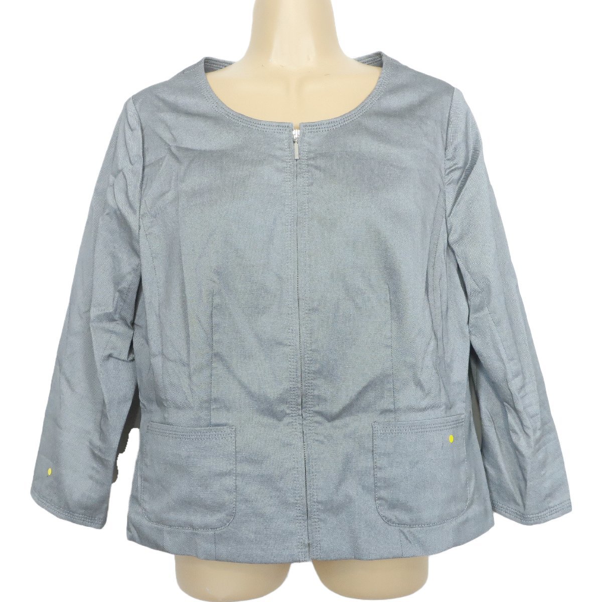 rua-ru You * elegant no color! refreshing cotton stretch! Zip up jacket spring summer large size 3L gray series z2304