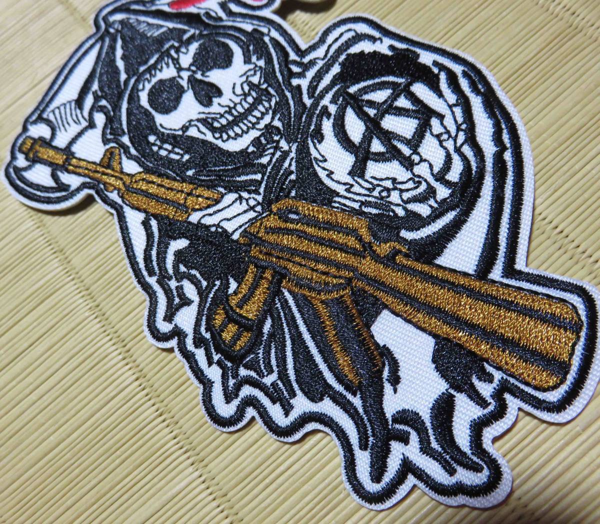 LR◆SOA新品サンズ・オブ・アナーキーSons of Anarchy　死神　大鎌　USバイカー集団　刺繍ワッペン激渋■USアメリカ 　ＴＶドラマ■洋服DIY