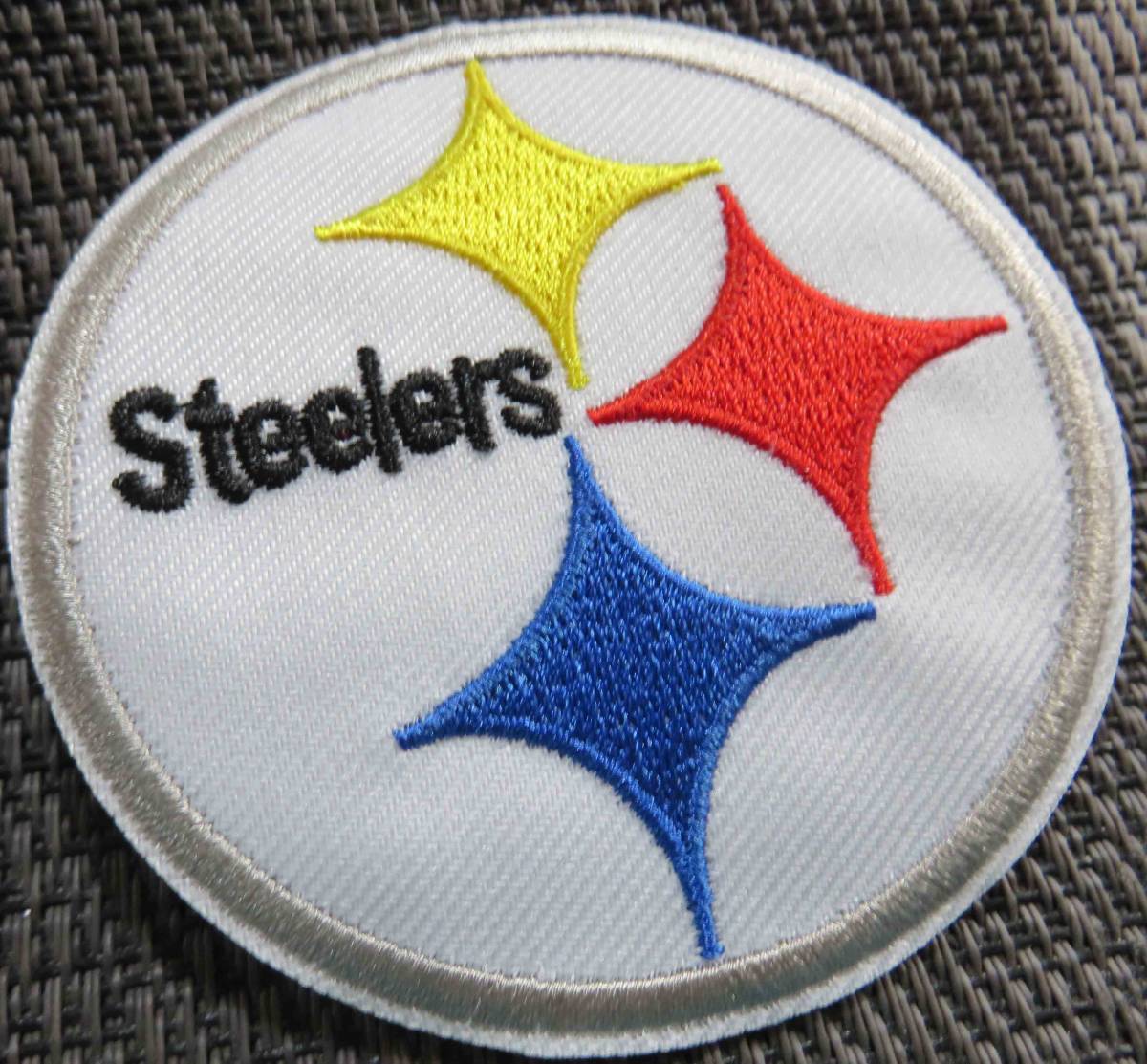 白円IR鋼鉄◆新品NFLピッツバーグ・スティーラーズPittsburgh Steelers刺繍ワッペン激渋◆アメフト アメリカンフットボール■洋服・衣服DIY