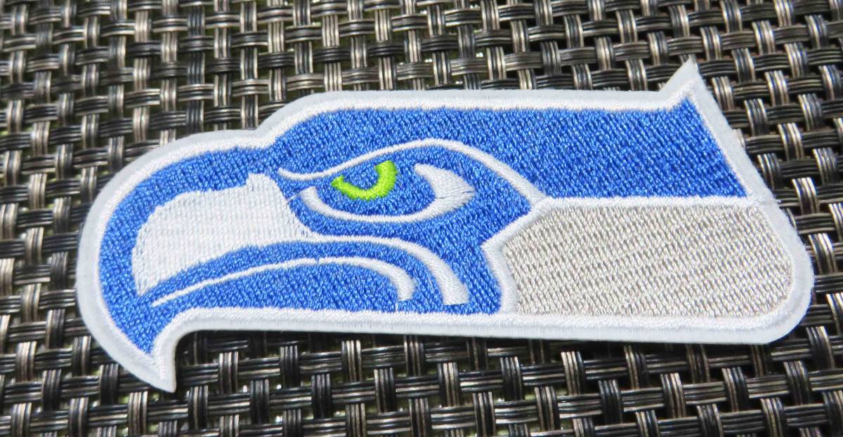 左SH灰青海鷹◎新品NFLシアトル・シーホークスSeattleSeahawks刺繍ワッペン■激渋　洋服DIY■アメリカ◎アメフト　アメリカンフットボール