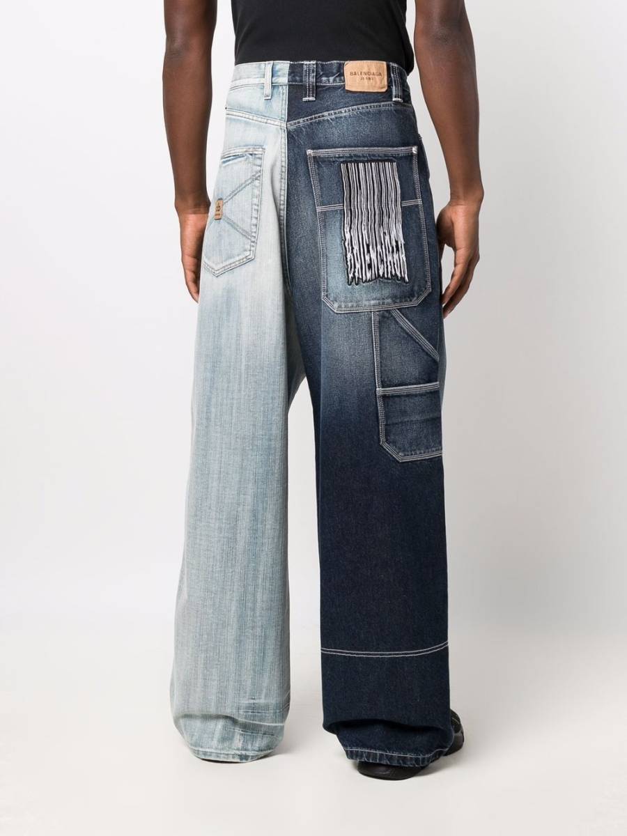 バレンシアガ　BALENCIAGA 　22SS JEAN 50/50 A COUPE AMPLE ルーズフィット デストロイ　バイカラー　デニム　 ワイド ジーンズ XXS_画像1