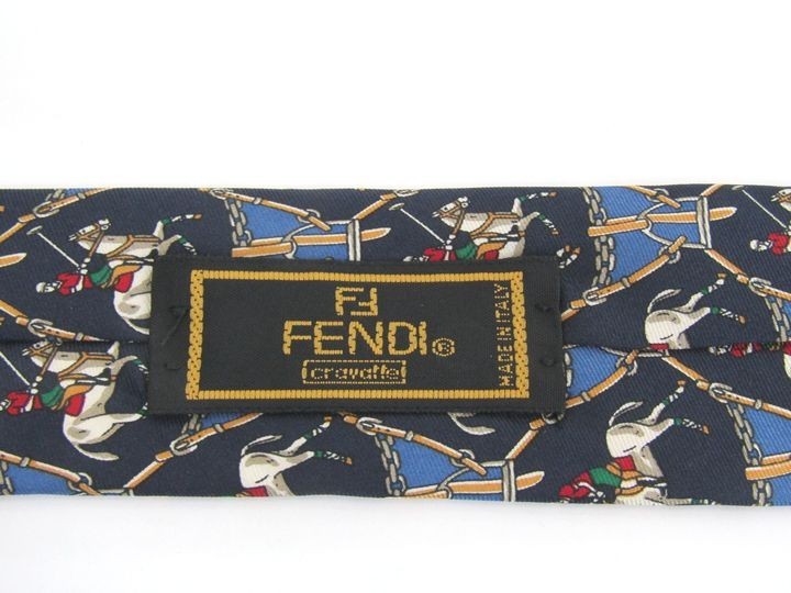  Fendi общий рисунок лошадь рисунок высококлассный шелк Италия бренд галстук мужской темно-синий хорошая вещь FENDI