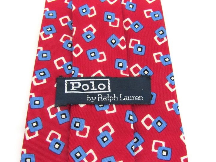 ポロ ラルフローレン 小紋柄 高級 シルク アメリカ ブランド ネクタイ メンズ 赤 良品 Polo Ralph Lauren_画像3