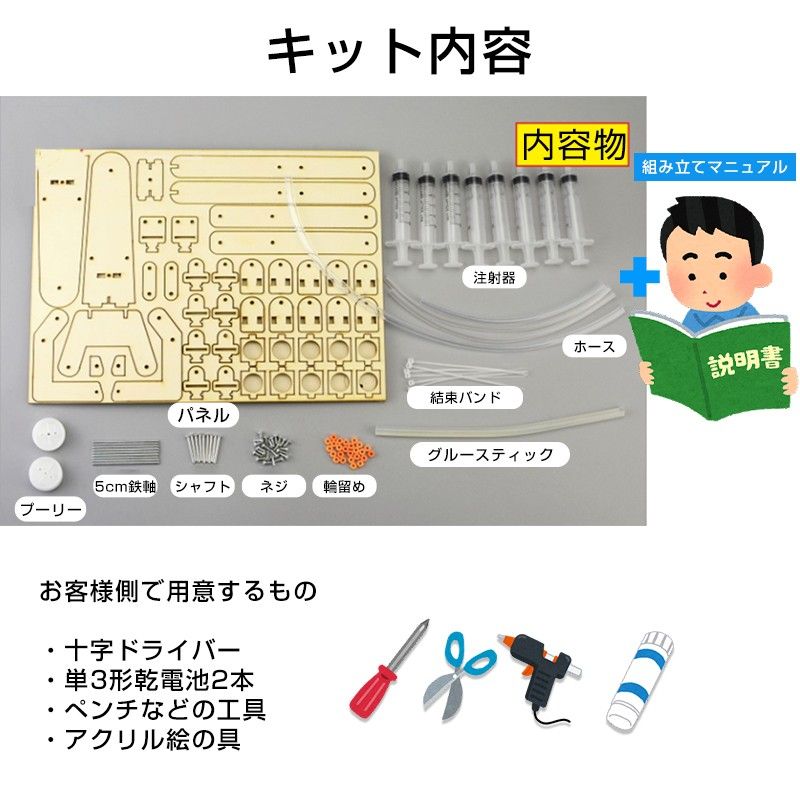 水圧式 ロボットアーム 工作キット 科学 小学生 子供 おもちゃ 圧力 ロボットハンド 自由研究 夏休み 冬休み 理科 科学