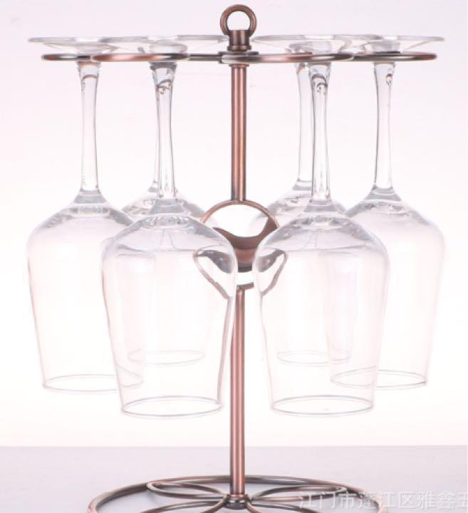 ワイングラスホルダー オシャレな ワイングラススタンド アンティーク ブロンズ色 組み立て式 卓上 吊り下げグラスホルダー 6個掛用