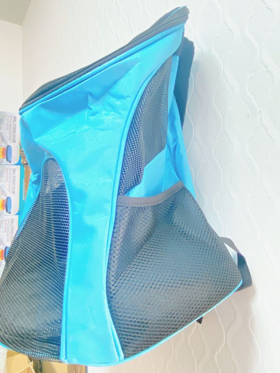 新品 ペット リュック ブルー S 犬 猫キャリーバッグ 折畳 軽量 旅行 通気性 快適