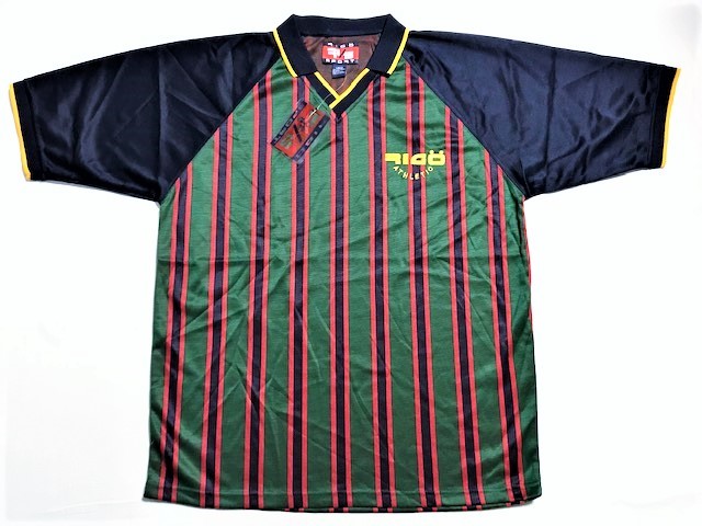 【RIGO SPORT】ストライプ 半袖 スキッパー ポロシャツ GREEN/RED/YELLOW XL 新品/デッドストック/希少/ヴィンテージ/大き目/ラガマフィン_画像1