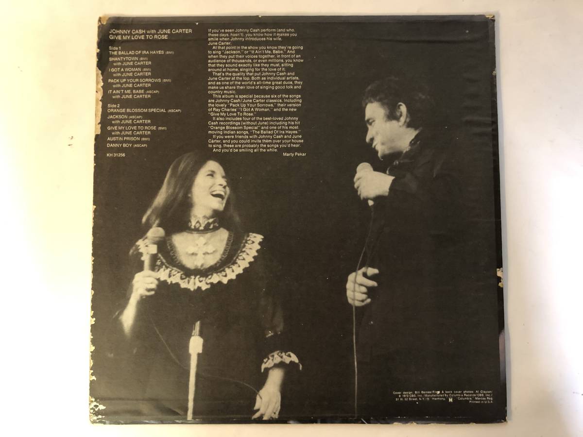 30515S US盤 12inch LP★JOHNNY CASH WITH JUNE CARTER/GIVE MY LOVE TO ROSE★KH 31256の画像2