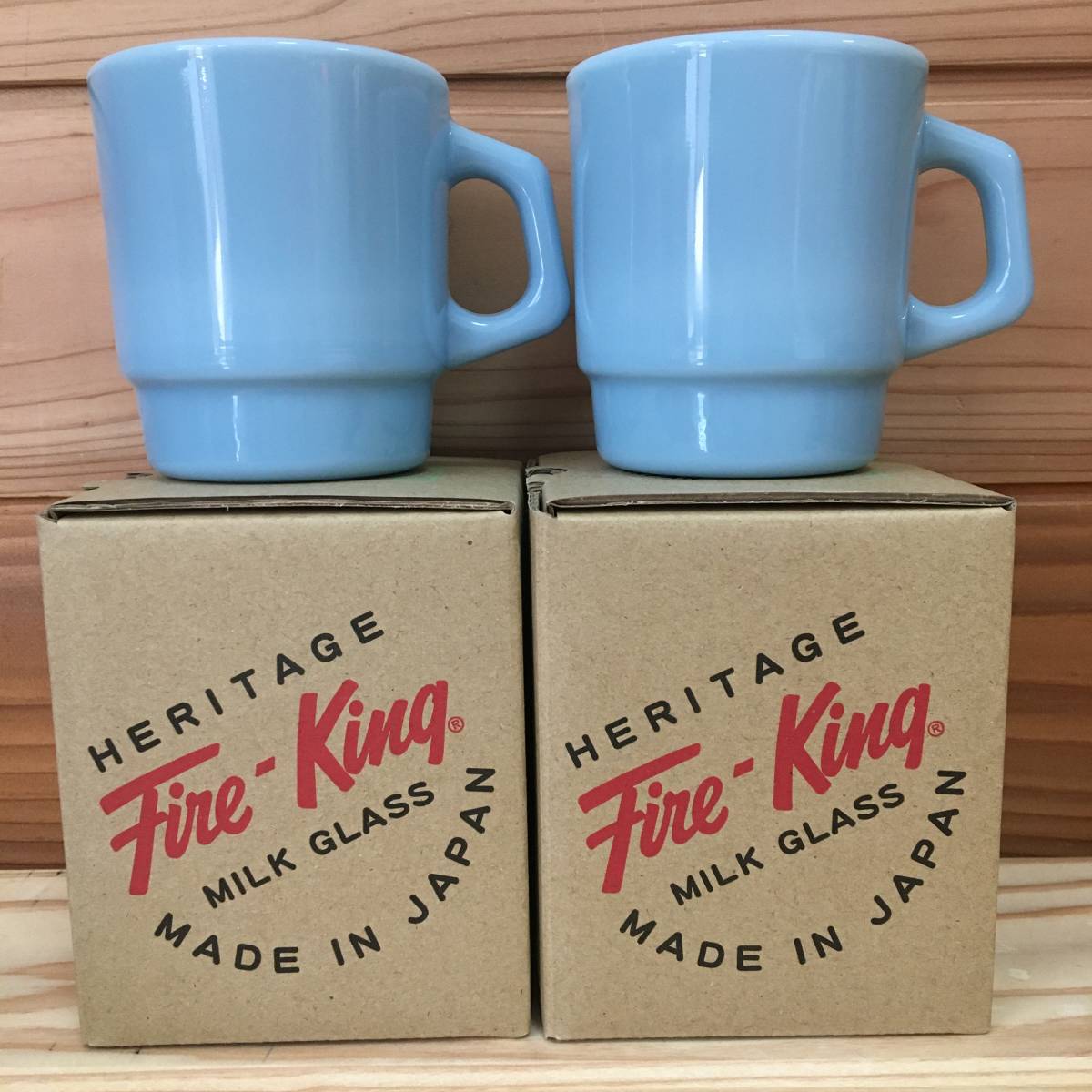 新品 2個セット Fire King Japan ファイヤーキングジャパン ブルー スタッキングマグ マグカップ コップ 日本製