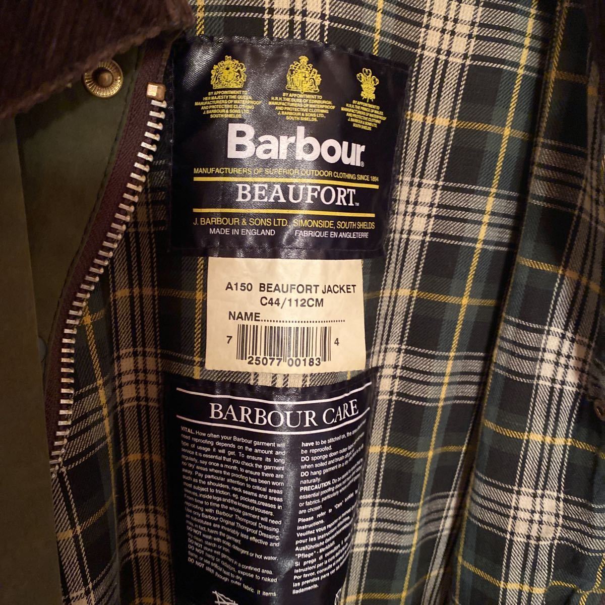 Barbour オイルドジャケット　大きめサイズ44_画像2
