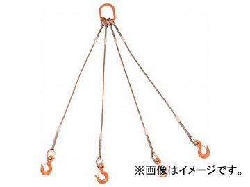 税込) トラスコ中山 4本吊りWスリング フック付き 12mm×1m GRE-4P-12S1