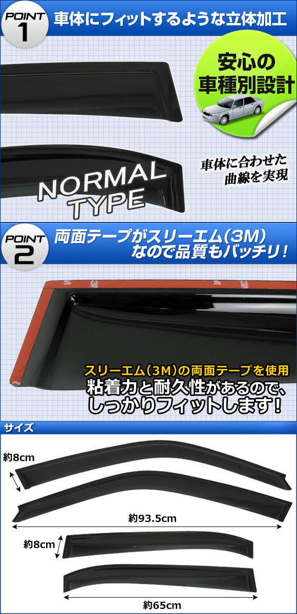 サイドバイザー BMW 7シリーズ E38 ショートボディ 4ドア 1994年～2001年 AP-SVTH-BM12 入数：1セット(4枚)_画像2