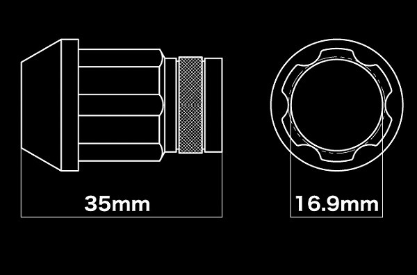 デジキャン アルミレーシングロックナット ブラック ロゴ無 袋タイプ35mm P1.5 ALN3515BK-LL ホンダ S-MX RH1/RH2 1996年11月～2002年01月_画像2