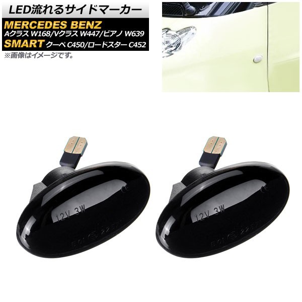 LED流れるサイドマーカー スマート スマートクーペ C450 2000年12月～2004年06月 スモーク 入数：1セット(2個) AP-LL187-SM_画像1