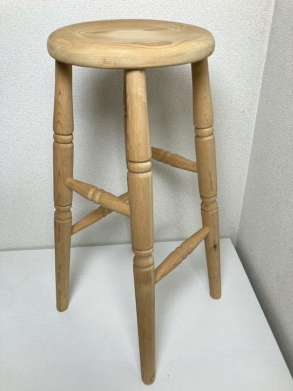 送料込み ■ ハイスツール 木製 約70㎝ 椅子 カントリー 家具 カウンターチェア 丸椅子