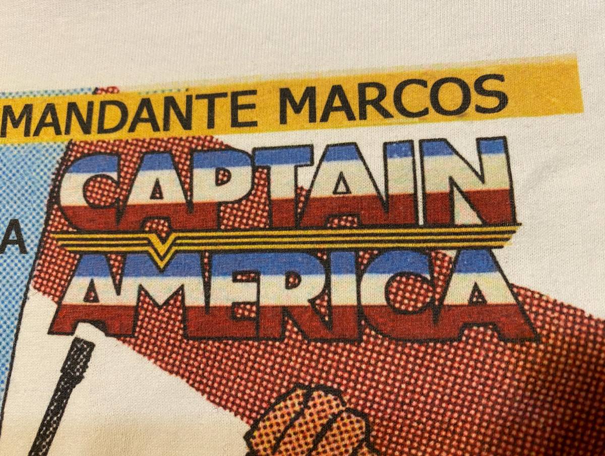 マーベル コミック キャプテンアメリカ Tシャツ メンズ L スペイン語 古着 半袖 白_画像5