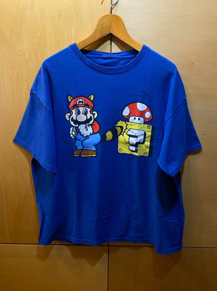 SUPER MARIO BROS. スーパーマリオブラザーズ キャラクタープリント Tシャツ 半袖 US古着 Nintendo 青 XL_画像1