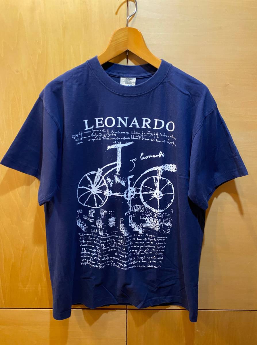 古着 レオナルドダヴィンチ アート Tシャツ size L ネイビー 00s ビンテージ 自転車