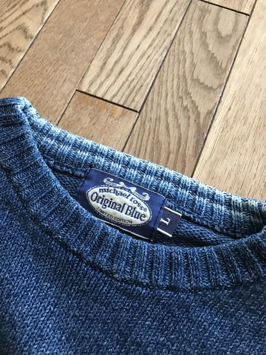 ORIGINAL BLUE michael ross 90s INDIGO KNIT england製 オリジナルブルー インディゴニット_画像2