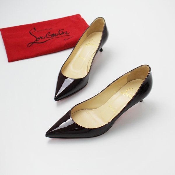 Christian Louboutin クリスチャンルブタン ポインテッドトゥエナメルパンプス 35.5/パープル系 22.5cm パテント【2400013347389】_画像1