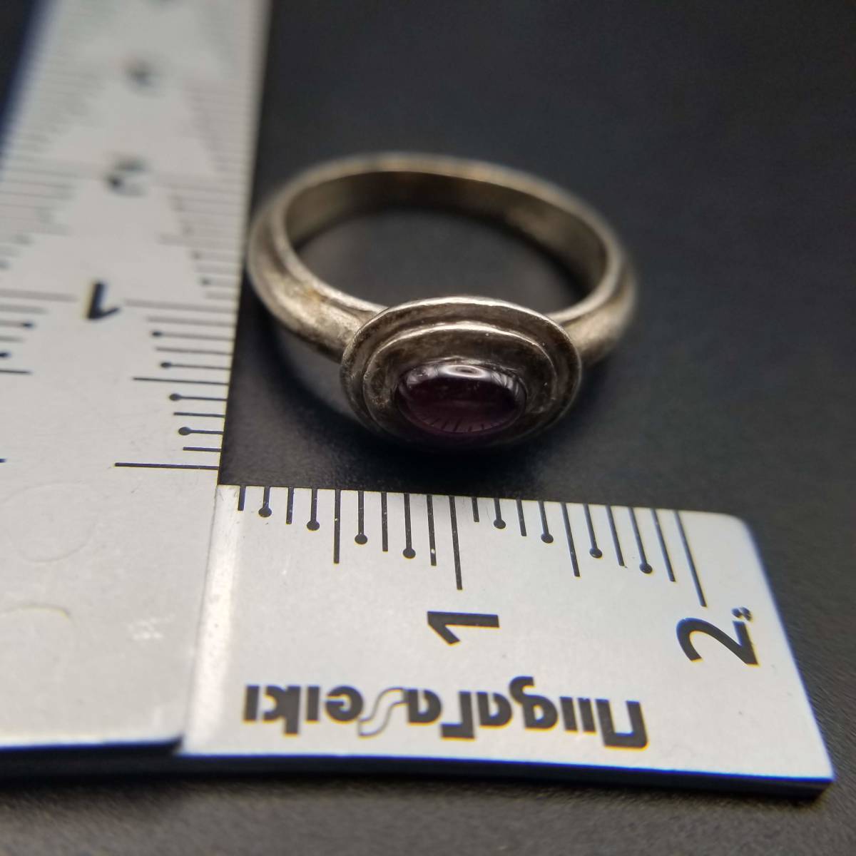  garnet oval small bead oval 925 Vintage silver ring a-ru deco ring Showa Retro accessory jewelry import 5-X⑤