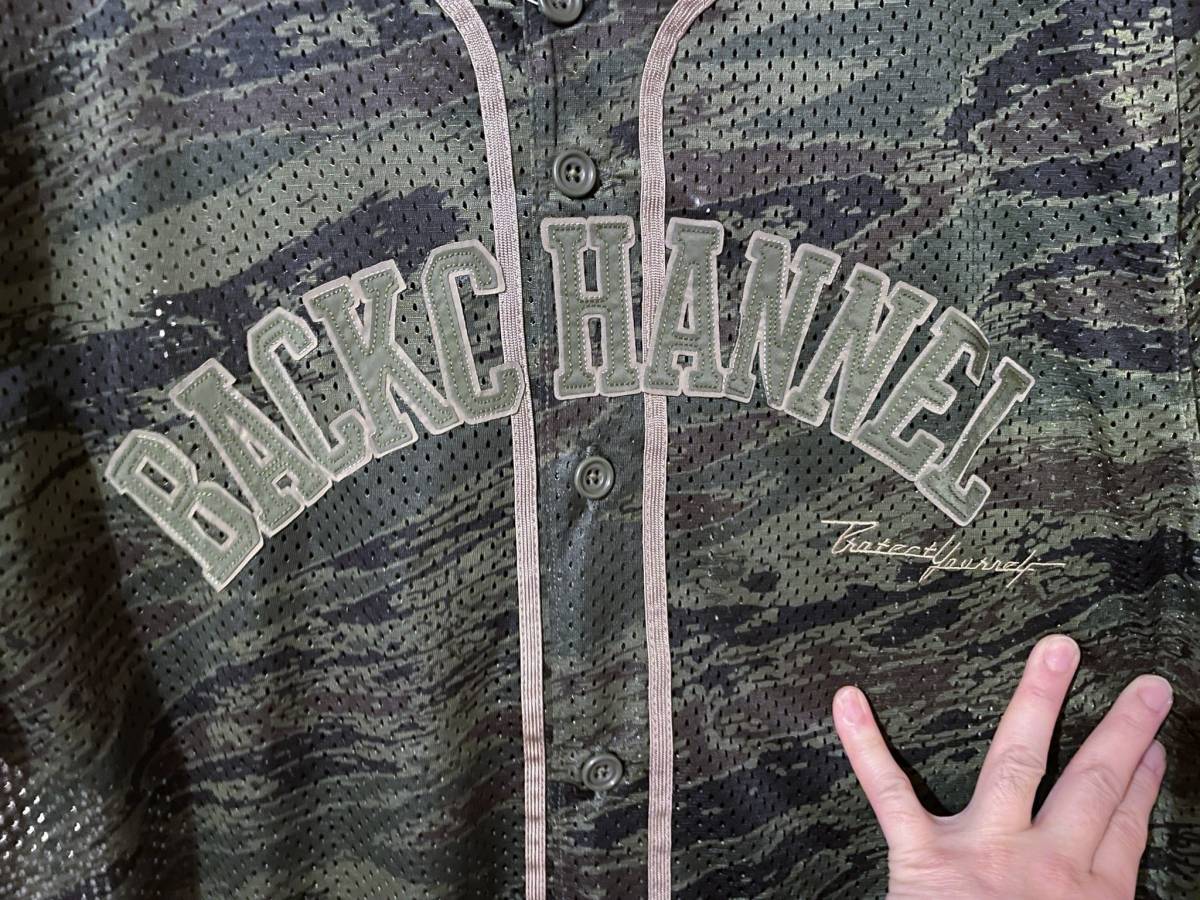  не использовался BACK CHANNEL задний канал GHOSTLION CAMO BASEBALL MESH SHIRT призрак лев утка сетка Baseball рубашка L камуфляж 