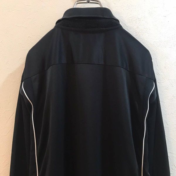 * large size *LL* stylish excellent article *Black&White/ black & white polo-shirt with long sleeves Golf black black men's LL ON2587
