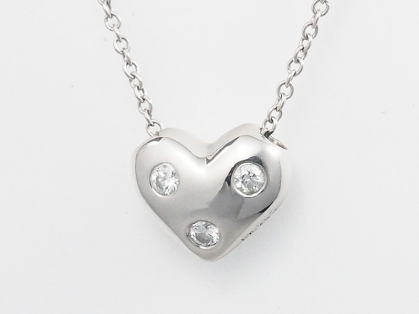  Shimizu shop { free shipping } Tiffany dotsu clothespin do Heart 3P diamond necklace Pt950 light polish settled 