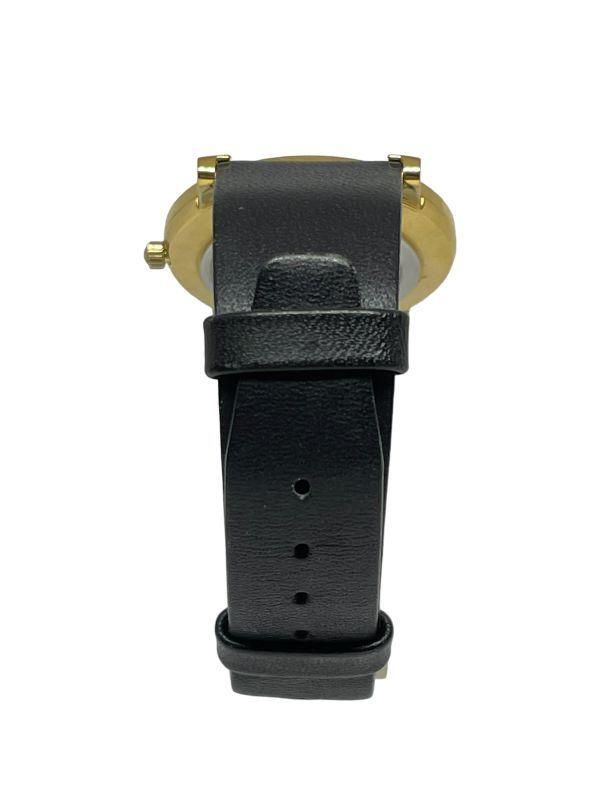 MOVADO モバード 87 64 875 ミュージアム ブラック文字盤 ゴールドカラー レザー 黒 QZ メンズ腕時計の画像4
