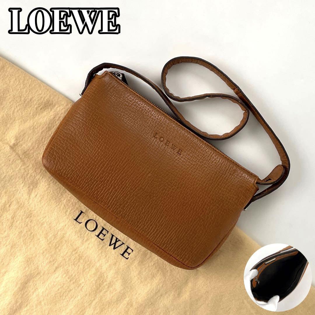 極美品】LOEWE フラメンコ ロゴ型押し ナッパレザー ショルダーバッグ-